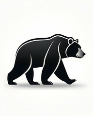 Obraz premium Walking bear for wildlife illustration, conservation projects, simple isolated. Generative AI