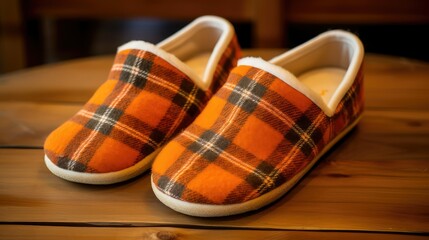 house orange plaid