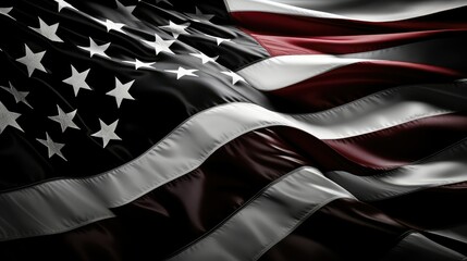 stripes black and white american flag wave