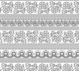 Hand Drawn Flowers and Leaves Line Pattern Watercolor Trendy Plan Trendy Color Cards Print On The Floor Home Textile Fabric Wallpaper Wrapping Cards Carpet Rug Background Fabric Linen Look Textures