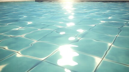 Sparkling turquoise pool water shimmers softly reflecting bright sunlight. AI Generated