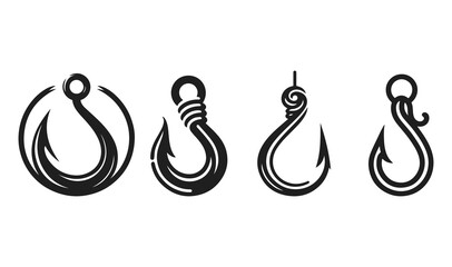 simple hook icon silhouette set vector