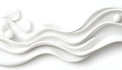 Obraz premium Abstract white waves and spheres flow, calm background. Presentation material. Generative AI