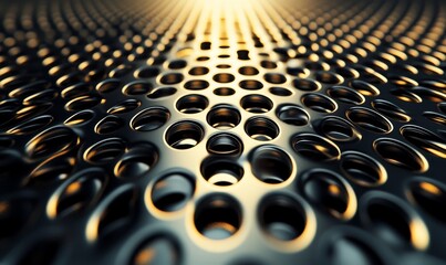 Obraz premium Metallic grid pattern, 3D render, Generative AI