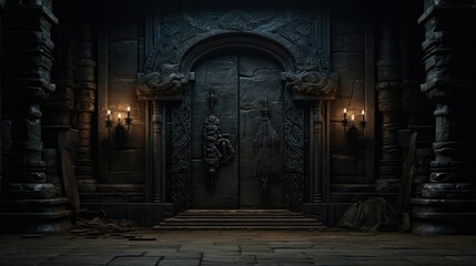 Fototapeta premium wooden dark doorway