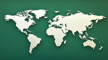 Interactive Flat World Map Design on Vibrant Green Background