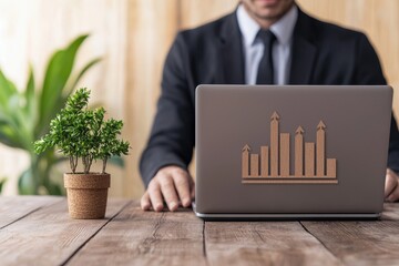 Analyzing business growth data office setting digital workspace professional environment desktop view strategy insights