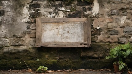 moss weathered wood sign
