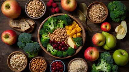 Nutrient-Packed Bowl with Raspberries, Apples, and Vegetables for a Wholesome Diet