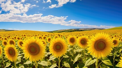 Obraz premium field bright sun blue sky