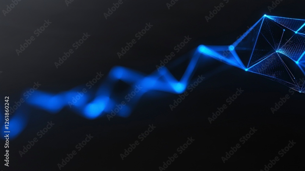 Aufkleber abstract blue digital network structure with glowing particles and dark background