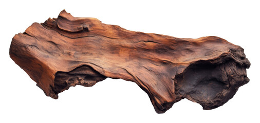 Natural driftwood isolated on white, organic sculpture for decor. Rustic nature art concept