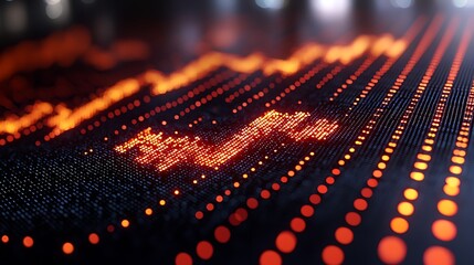 Upward trending data graph, glowing digital display, dark background, financial market visualization