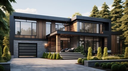 Obraz premium materials suburban house front