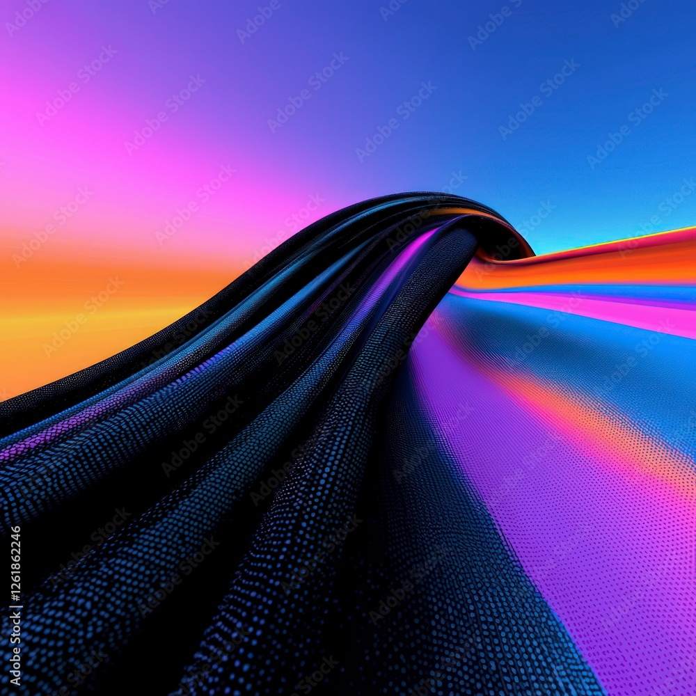 Aufkleber abstract colorful wave digital art with gradient background