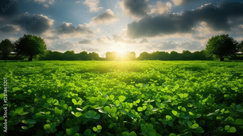 Sticker field green clovers