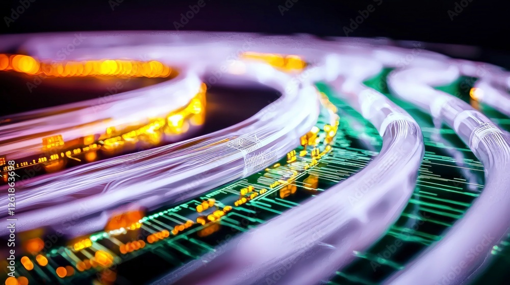 Aufkleber abstract digital data flow on circuit board