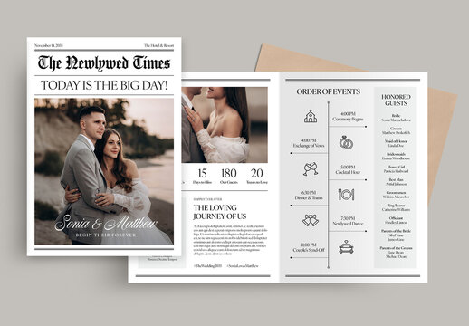 Wedding Day Newspaper Program Template