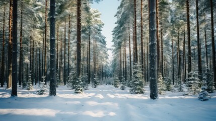 Naklejka premium green winter pine trees