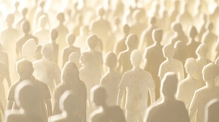 A beautiful paper cut of a diverse crowd, showcasing people from different walks of life. Each figure is thoughtfully layered, capturing the essence of unity and individuality.