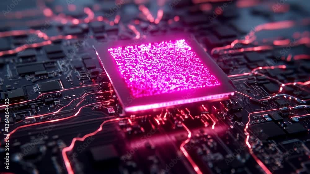 Aufkleber glowing pink component on circuit board component board set. circuit board images. circuit board