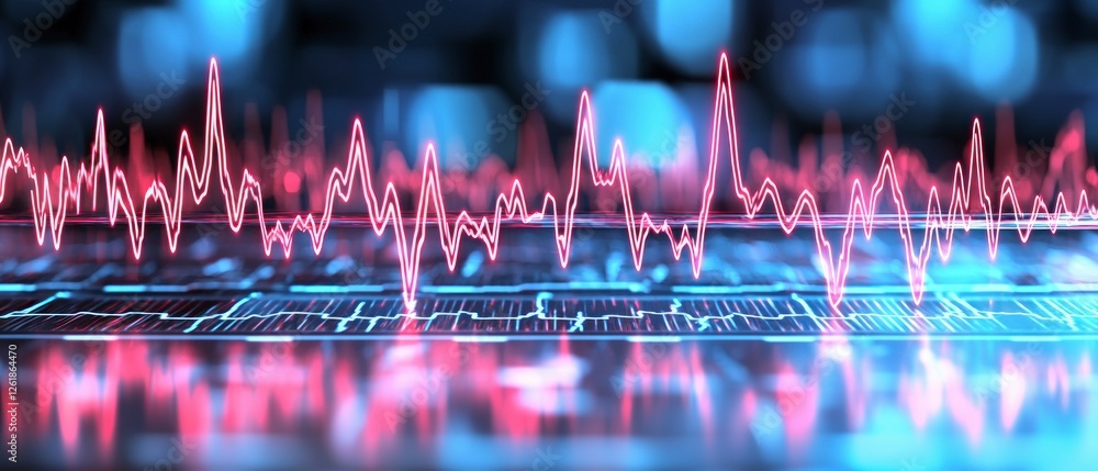 Aufkleber abstract financial data visualization with red and blue dynamic charts
