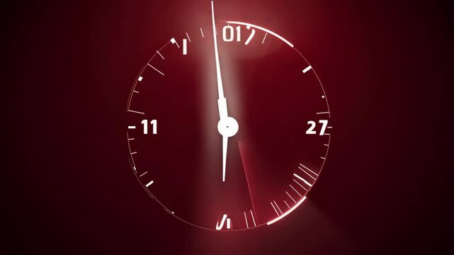 Interactive Clock Animation with Dark Red Background Elements