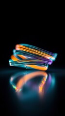 Abstract Glowing Lines and Reflections in Dark Background