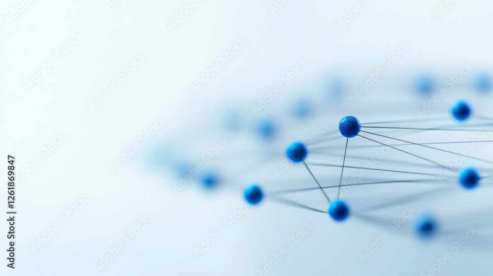 Aufkleber abstract network structure with blue spheres and lines