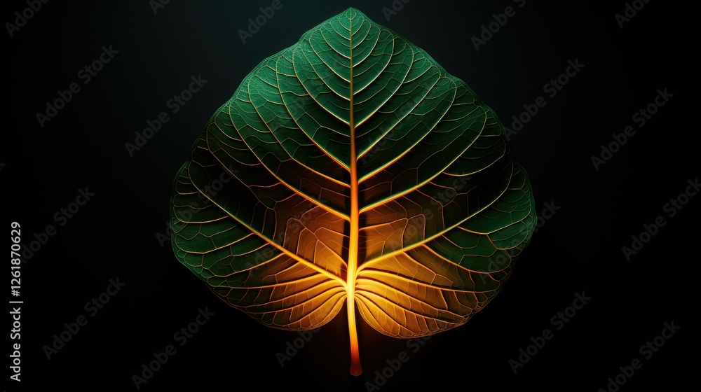 Wall mural dark circuit leaf