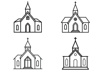 set of church line art vector