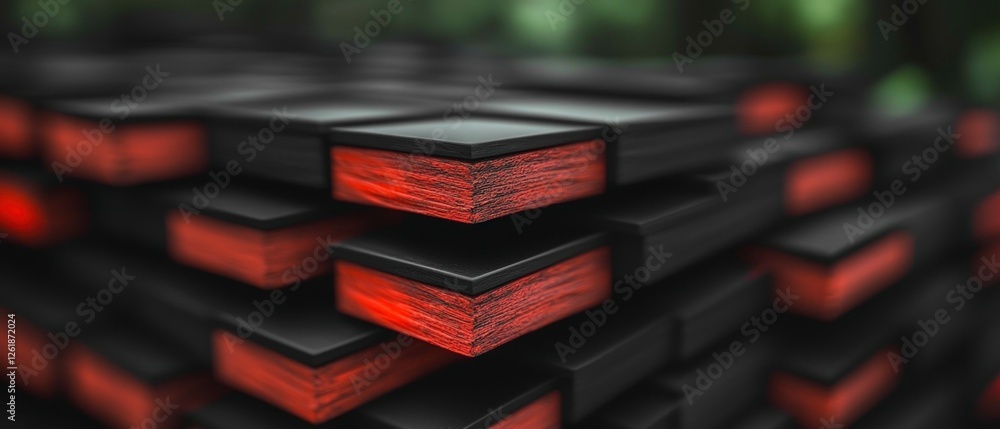 Poster abstract red and black geometric blocks stack