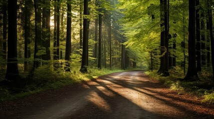 Fototapeta premium leaves forest dirt road