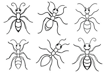 set of Ant line art vector on white background