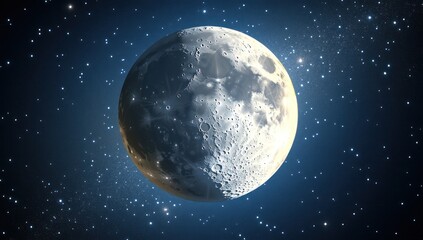 Obraz premium of the Moon with craters on a dark background.