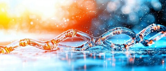 Abstract Water Wave Design with Blue and Orange Hues