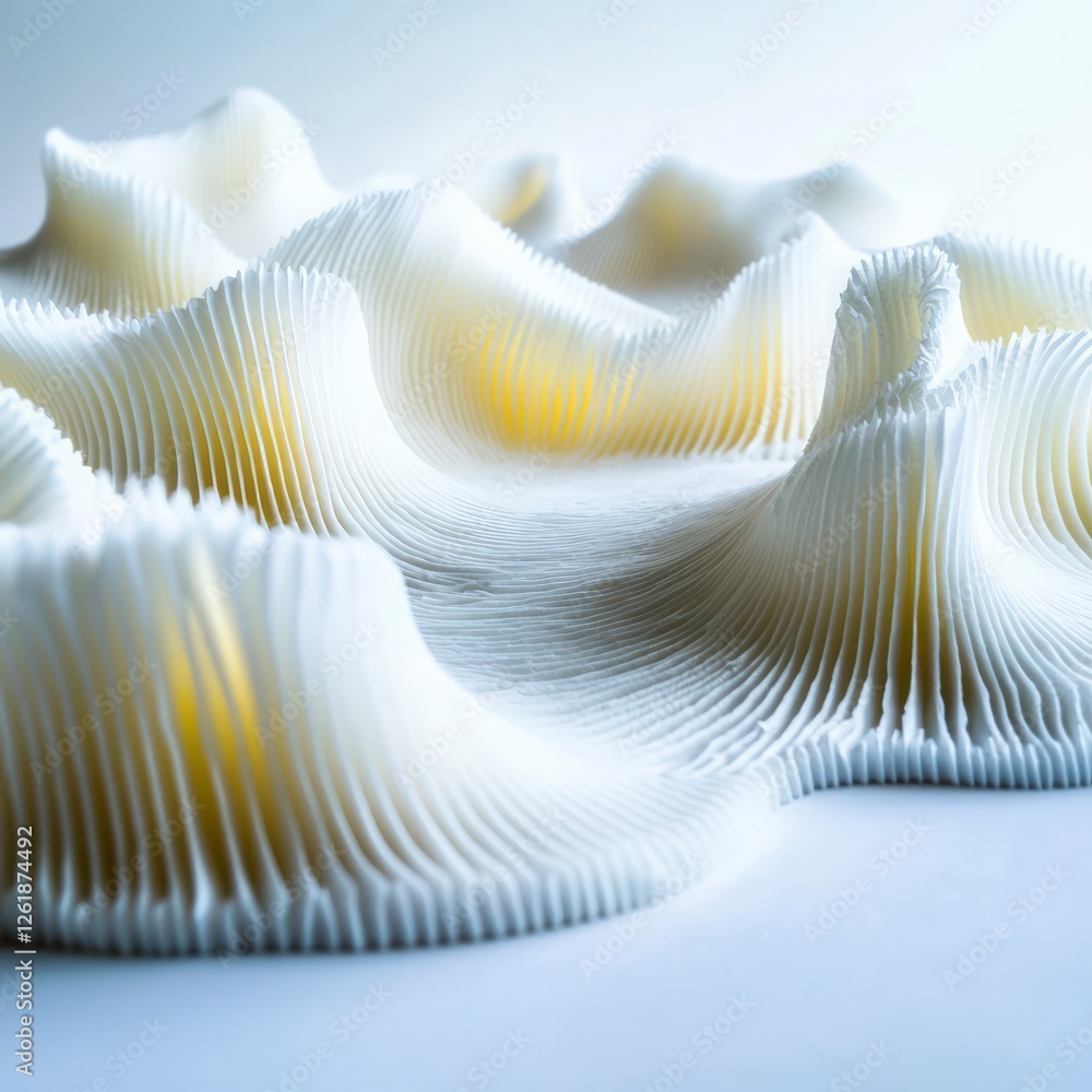 Aufkleber abstract white 3d textured surface with wave pattern