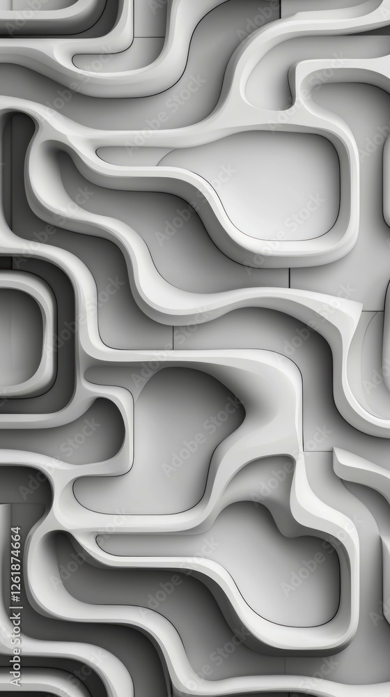 Aufkleber abstract white and gray geometric pattern with curved lines and 3d texture