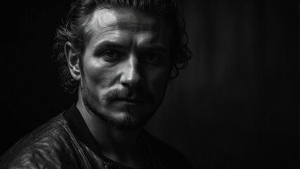 Black and White Portrait of Young Man