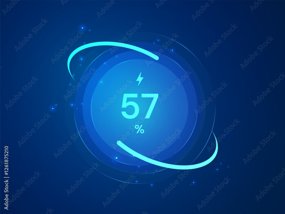 Fototapete electric vehicle battery charging status dashboard hologram interface with percentage numbers in abs