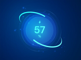 Electric Vehicle battery charging Status Dashboard Hologram Interface with Percentage Numbers in Abstract technology circle Round analysis vector design concept. Battery charging dashboard for ui, web