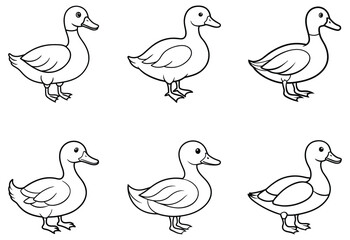duck set line art vector