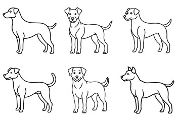 Set of dogs line art vector