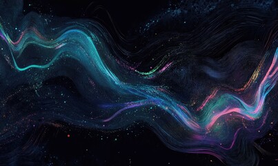 Obraz premium Abstract digital waves with glowing particles in dark background