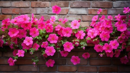 Fototapeta premium pink brick wall flowers