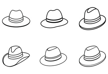 set of hats vector on white background