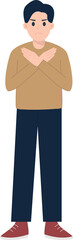 Man Crossing Arms Gesturing No or Stop