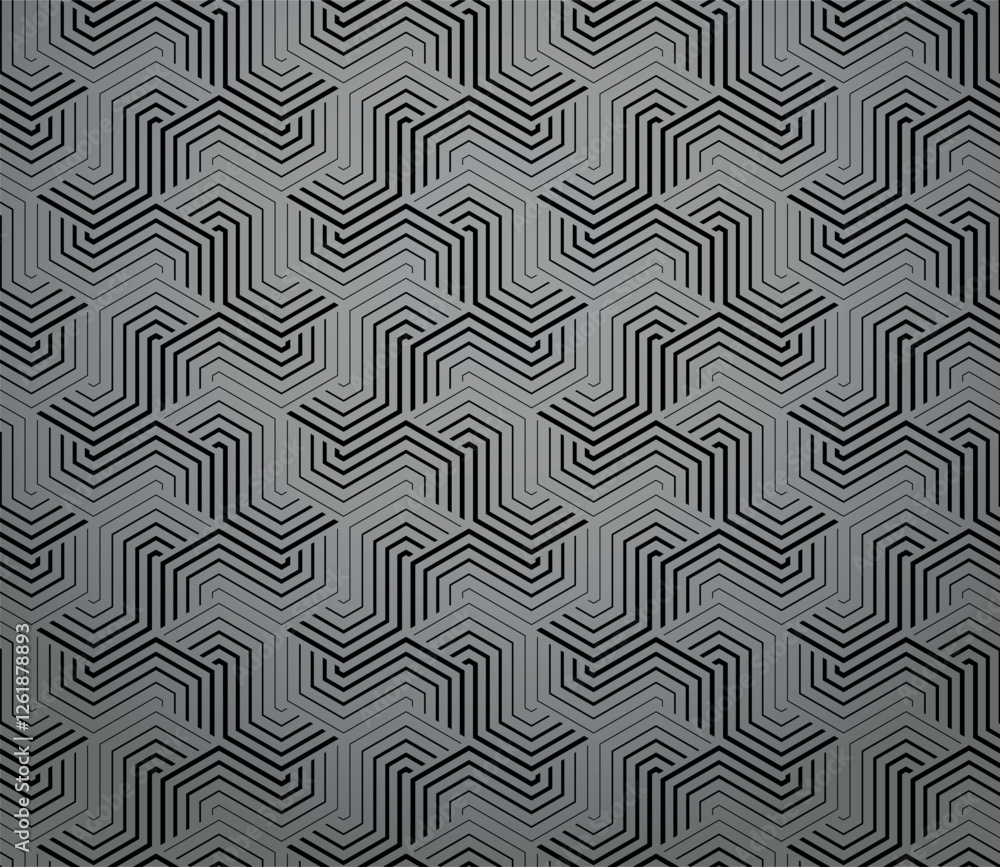 Aufkleber abstract geometric pattern with stripes, lines. seamless vector background. gray and black ornament.