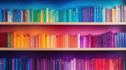 Obraz premium vibrant colorful book shelf