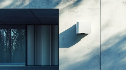 Modern Concrete Building Exterior with Windows and Shadow